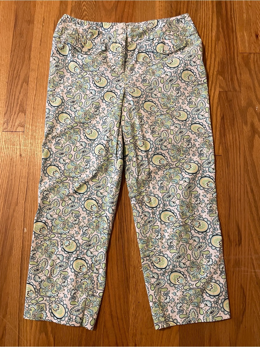 LOFT Stretch Paisley Pants in Mint, Navy & Yellow